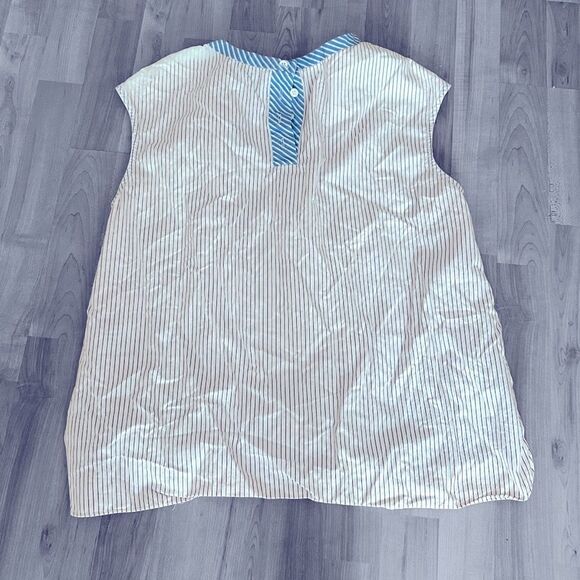 TEIJA Red & Blue Stripe Roundneck Top Size 10 - Picture 4 of 5